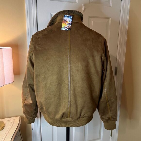 NWT Men’s Robert Graham Faux Vegan Suede Bomber Jacket Tan Size SMALL - Picture 7 of 9